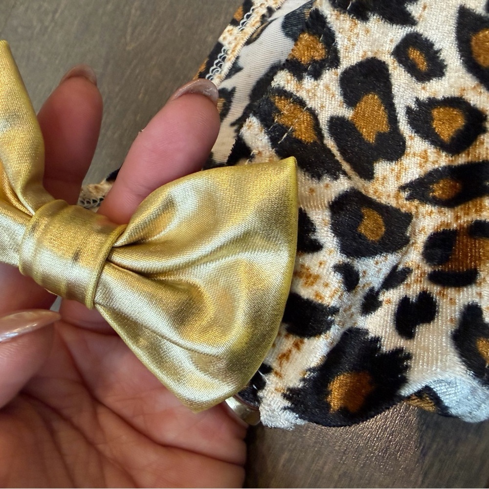 Leopard Print Velvet Bikini with Gold Bow Accent on Top & Behind! - Picture 10 of 11